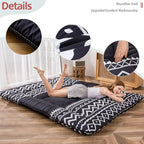 MAXYOYO Japanese Floor Futon Mattress - Thicken Sleeping Pad, Roll Up Floor Lounger Bed, Camping and Guest Room Pad, Thick Soft and Comfortable, Black Stripe, Queen Size