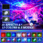 Star Projector, 15 Sounds & 15 Colors & Bluetooth Speaker, Galaxy Light Projector for Bedroom, Star Lights for Ceiling Projector, Kids Night Light
