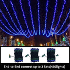 LAMPHOME Super-Bright Extendable Blue Christmas Lights Decoration 150Lights 31.9ft UL Certified Mini Bulb String Lights Set for Outdoor Christmas Tree Garden Holiday Party Patio Wedding Garland Decor