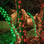 5mm LED Wide Angle Red Prelamped Light Set, Green Wire - 70 5mm Red LED Christmas Lights, 4" Spacing