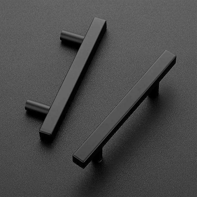 Ravinte Black Cabinet Handles 20 Pack 3-3/4 inch Matte Black Square Cabinet Pulls Kitchen Hardware 6 inch Overall Length Kitchen Drawer Pulls