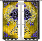 Viking Blackout Curtains Scandinavian Pirate Totem Mythology Golden Tree of Life Printed Curtain Bedroom and Living Room Decoration Blackout Curtains W42 * L54 Inch