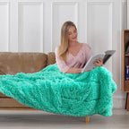 Tuddrom Decorative Extra Soft Faux Fur Blanket Queen Size 80" x 90",Solid Reversible Fuzzy Fluffy Plush Fleece Comfy Microfiber Fur Blanket for Couch Sofa Bed,Teal Blue