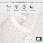 California Design Den Queen Sheet Set - 400 Thread Count Sateen, Natural 100% Cotton Sheets, Deep Pocket Cooling and Durable Bedding - Soft Floral