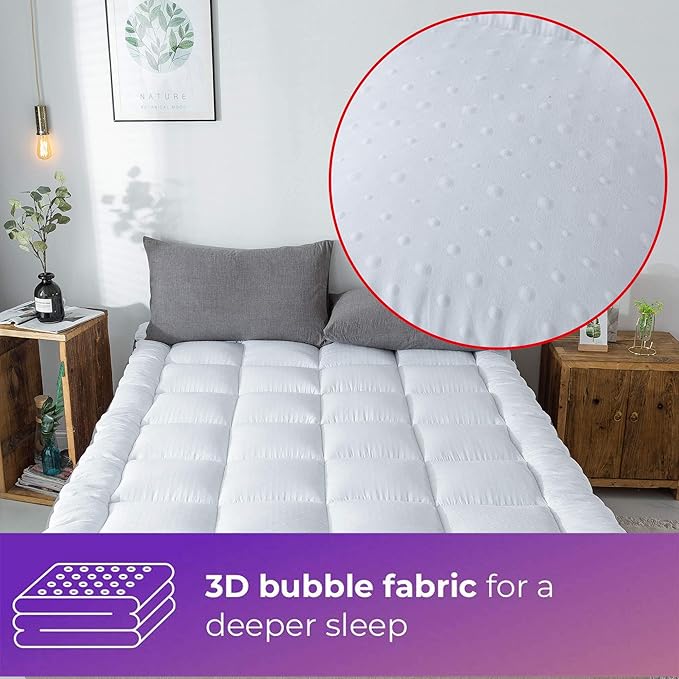 Mattress Topper Queen & Mattress Pad Protector - Quality Plush Luxury Down Alternative Pillow Top - 2inch Extra Thick Mattress Cover(60"x80")