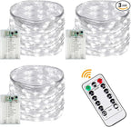 3 Pack Fairy Lights Battery Operated with Remote Control Timer, 26 FT 80 LED String Lights Outdoor Indoor, 8 Mode Twinkle Lights for Christmas Party Wedding Birthday Bedroom Décor (Cool White)