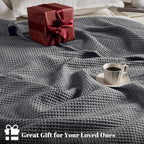 PHF 100% Cotton Waffle Weave Blanket Twin Size for Bed,Snag Proof Lightweight Breathable Moisture-Wicking Throw for Couch,Great for Layering in Cold Weather,Machine Washable,Home Decor Gift-Charcoal