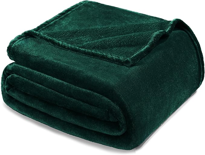 Exclusivo Mezcla Fleece Blanket King Size for Bed, Super Soft and Warm, All Season Use, Cozy, Plush, Lightweight, 90x104 Inches, Forest Green