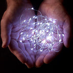 30 LEDs Cold White Color String Lights Silver Wire Indoor and Outdoor 9.5 Feet Firefly Starry Fairy Lights Battery Powered for DIY, Christmas, Holidays, Party, Bedroom and Centerpieces