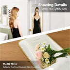 47x14 Mirror Rectangle Full Body Length Door Hanging Wall Mounted Aluminum Alloy Metal Frame Dressing Make-up Mirrors for Entryway Bedroom Bathroom Living Room 47 14 inch Gold