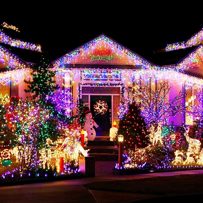 Dazzle Bright Outdoor Christmas String Lights, 1000 LED 328 FT Plug in Fairy Light with Remote Control 8 Modes & Timer, Waterproof Decoration for Home Garden Yard Xmas Wedding, Multi-Colored