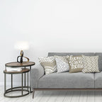 Ambesonne Geometric Throw Pillow Cushion Case Pack of 4, Home Phrase Minimal Zigzag Squama Dahlia Flowers Chevron Tribal, Modern Accent Double-Sided Digital Printing, 18", Cocoa White Charcoal Grey