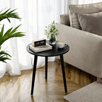 Apicizon Black Round Side Table, Black End Table Bedside Table Nursery with Wood Legs, Nightstand for Living Room, Bedroom, 16.5 x 20.5 Inches