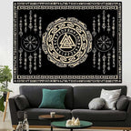 OSUNBD Nordic Viking Tapestry Wall Hanging - Small 60x51inches Soft Flannel with Valknut, Celtic Runes & Norse Mythology Scandinavian for Bedroom, Living Room Decor