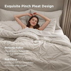 Bedsure California King Comforter Set Linen - Bed in a Bag Cal King 7 Pieces, GentleSoft™ Pintuck Bed Set Gift for Family, Pinch Pleat All Season Comforter with Sheets, Pillowcases & Shams
