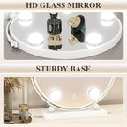 13 Inch Hollywood Vanity Mirror with Lights, Round Make Up Mirror with Lighting, LED Makeup Mirror with 5 Dimmable Bulbs for Bedroom Tabletop, Smart Touch Control, 360° Rotation