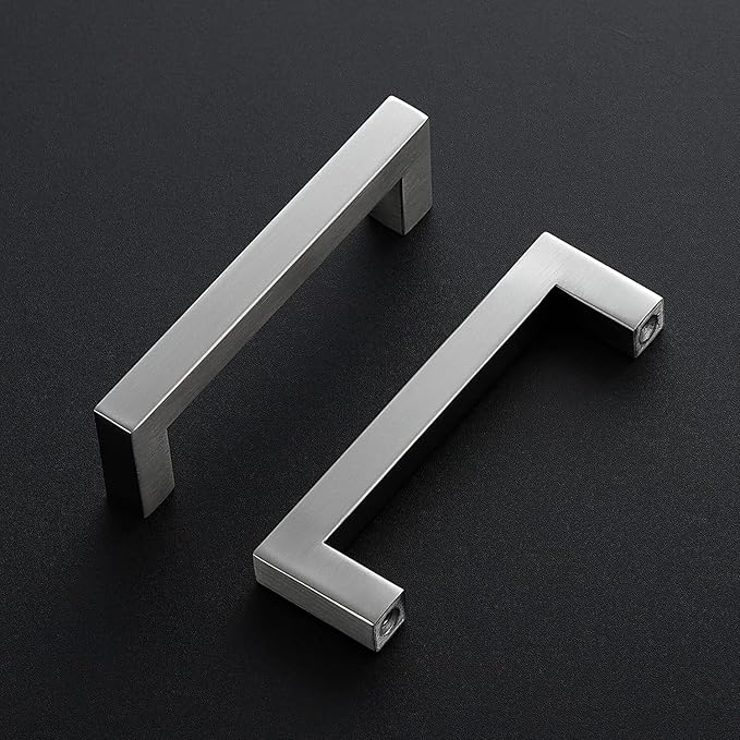 Ravinte 25 Pack Brushed Nickel Kitchen Cabinet Handles 4-1/2 Inch Cabinet Pulls Square Kitchen Hardware for Cabinet Drawer Pulls Drawer Handles Come with Screwdriver