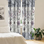 Ambesonne Geometric Floral Window Curtains Pack of 2, Classic Marble Print Ornate Leafy Flowers and Futurist Stripes, Lightweight Set with Rod Pocket, 4 Panels of - 28" x 63", Ceil Blue Laurel Green