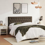 Tufted Upholstered Headboard California King, Solid Wood Head Board with Durable Metal Legs, Adjustable Height Bed headboard from 37” to 51” Fabric Headboard in Button Design, Chocolate