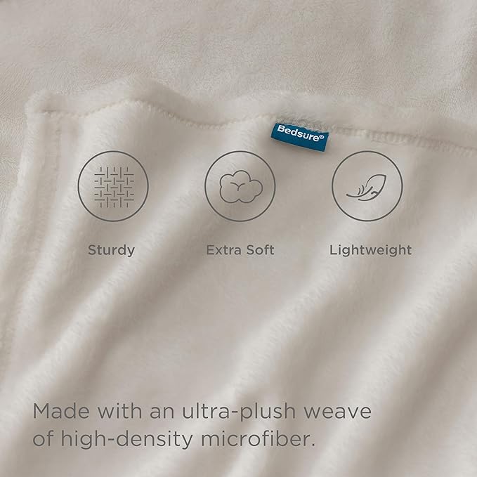 Bedsure Fleece Blanket Twin Blanket Linen - 280GSM Soft Lightweight Plush Cozy Blankets for Bed, Sofa, Couch, Travel, Camping
