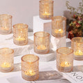 40Pcs Glass Votive Candle Holders, Gold Tea Light Candle Holders Vintage Tealight Candle Holder Bulk for Autumn, Thanksgiving Table Centerpieces, Christmas Decor (Gold)