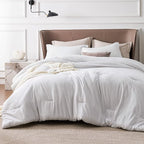 Bedsure Oversized Queen Comforter Set - Grayish White Soft Bedding for All Seasons, Cationic Dyed Bed Set, 3 Pieces, 1 Oversized Queen Size Comforter (98"x98") and 2 Pillow Shams (20"x36"+2")