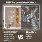 40"X36" LED Bathroom Mirror with Front Lights and Backlit, Anti-Fog, Dimmable, Shatter-Proof Tempered Glass, Lighted Bathroom Vanity Mirror for Wall with 3 Colors, Memory Function