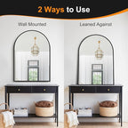 Delma Arched Bathroom Mirror, 28"x40" Wall Mounted Vanity Mirror for Bedroom, Living Room and Entryway, Black