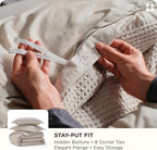 Bedsure Cotton Duvet Cover King - 100% Cotton Waffle Weave Linen Color Duvet Cover, GentleSoft™ and Breathable King Bedding Set for All Season, 3 Pieces, 104"x90"