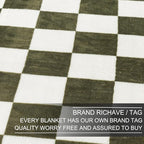 Checkered Throw Blanket,Premium Lightweight Anti-Static 50x60 Inches Travel Size Sage Green Throw Blankets for Couch, Sofa, Chair, Bed, Camping, Picnic,Sage Green