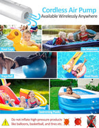 Electric Air Pump for Inflatables- 2×2000mAH Rechargeable Battery Powered Air Mattress Pump- Cordless Portable Air Pump, Quick-Fill Inflator Pump for Camping Air Mattress Bed, Pool Floats Toys, Boats