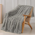 Tuddrom Decorative Extra Soft Faux Fur Blanket Twin Size 70" x 78",Solid Reversible Fuzzy Fluffy Cozy Plush Fleece Comfy Microfiber Blanket for Couch Sofa Bed,Quiet Grey