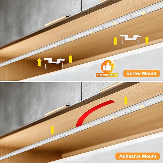 maylit Under Cabinet Strip Lighting Plug in 72in, Ultra Bright Small LED Light Bar, 2700K Warm White, Wired Lights for Kitchen Cabinet, Counter, Workbench, Desk, Closet, Shelf, Indoor