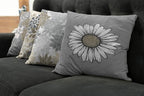 Ambesonne Floral Throw Pillow Cushion Case Pack of 4, Flower Petals Modern Color Palette Chamomile Peony Dahlia and Sunflower Print, Modern Accent Double-Sided Digital Printing, 16", Slate Brown Grey
