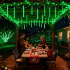 Joomer Christmas Lights Outdoor, 11.8 inch 10 Tubes 240 LED Meteor Shower Lights, LED Snow Falling Icicle Cascading Light with Timer Waterproof and Connectable for Christmas Decoration (Green)