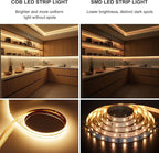 COB LED Strip,LED Strip Lights 3M/9.84ft,Touch Dimmable LED Strips,CRI90+,3000K Warm White cob led,960LEDs,24V LED Tape Lights,Indoor for Bedroom, Kitchen, TV, Mirror,Cabinet