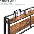 HOOBRO Headboard Full Size, Headboard with 2 Outlets and 4 USB Ports, Adjustable Height, Storage Rack, Sturdy and Stable, Easy Assembly, Rustic Brown and Black