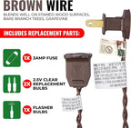 612 Vermont 50 Clear Mini Christmas String Lights on Brown Wire Cord, UL Approved for Indoor/Outdoor Use, 9 Foot of Lighted Length, 11 Foot of Total Length