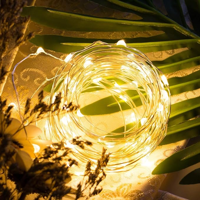 5 Pack Fairy Lights Battery Operated, 7 Feet 20 Led String Lights with Timer, Waterproof Firefly Lights on Silver Wire for Home Party Wedding Christmas Decorations, 6 Hours on/18 Hours Off, Warm White