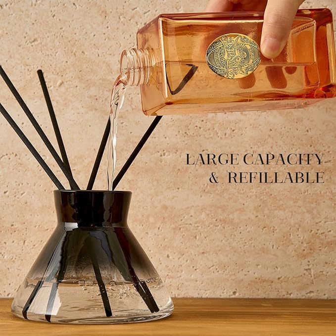 M&SENSE 10.14 oz Large Reed Diffuser Set | Linen Breeze Scent Oil Diffuser with Sticks | Hotel Collection Non-Toxic Essential Oil |for Bedroom Bathroom Living Room