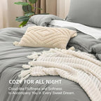 Litanika Comforters Medium Gray Oversized King Size, 3 Pieces Lightweight Solid Bedding Set & Collections, All Season Fluffy Bed Set (120x98In Comforter & 2 Pillowcases)
