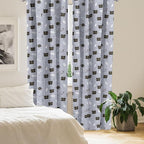 Ambesonne Outer Space Window Curtains, Astronaut Cats Exploring The Universe on Dotted Background, Lightweight Decor 2-Panel Set with Rod Pocket, Pair of - 28" x 63", Purple Grey
