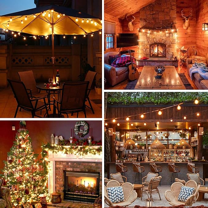 Outdoor G40 LED Globe String Lights 50Feet Dimmable Waterproof Shatterproof Patio Lights with 52 Bulbs Connectable Commercial Hanging Light for Christmas Patio House Backyard Balcony Party(Black)