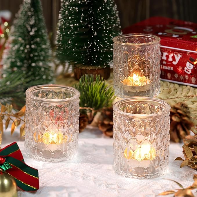 36pcs Clear Votive Candle Holders, Glass Candle Holders for Wedding Table Decorations, Tea Light Candle Holder, Candle Votives for Baby Shower Christmas Party Table Decor, Home Decor