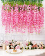 40 Pack Wisteria Hanging Flowers,Hanging Flowers,Fake Wisteria, Hanging Flowers for Decoration,Artificial Flowers,Vines for Bedroom, Wisteria for Wedding Decorations for Home Party(3.6 Ft/Pcs, Pink)