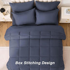 Love's cabin King Size Comforter Set Indigo Blue, 7 Pieces King Bed in a Bag, All Season Bedding Sets with 1 Comforter, 1 Flat Sheet, 1 Fitted Sheet, 2 Pillowcase and 2 Pillow Sham
