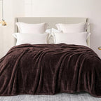 Exclusivo Mezcla Plush Fuzzy Fleece Bed Blanket Queen Size, Super Soft, Fluffy and Warm Blankets，Suitable for All Seasons (Coffee, 90x90 Inches)