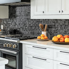 JOY DECOR 6 Pack Cabinet Handles, Black Cabinet Pulls, 12-3/5 Inch Kitchen Closet Handles Square Drawer Pulls Stainless Steel Drawer Hardware, 320mm Hole Centers