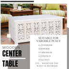 Rectangular Wooden Coffee Table, Modern Wooden Coffee Table, Center Tables, Entryway Table, Living Room Table for Magazines, Books, and Plants - 36x18 Inch White