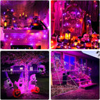 JMEXSUSS 2 Pack Orange Purple Battery Operated Halloween Lights, Each 33ft 100 LED Battery Powered String Lights with Remote Outdoor Indoor
